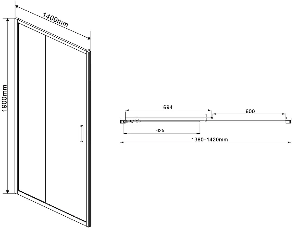 Душевая дверь в нишу Vincea Garda 140х190 профиль сталь стекло прозрачное VDS-1G140CLGM - 2